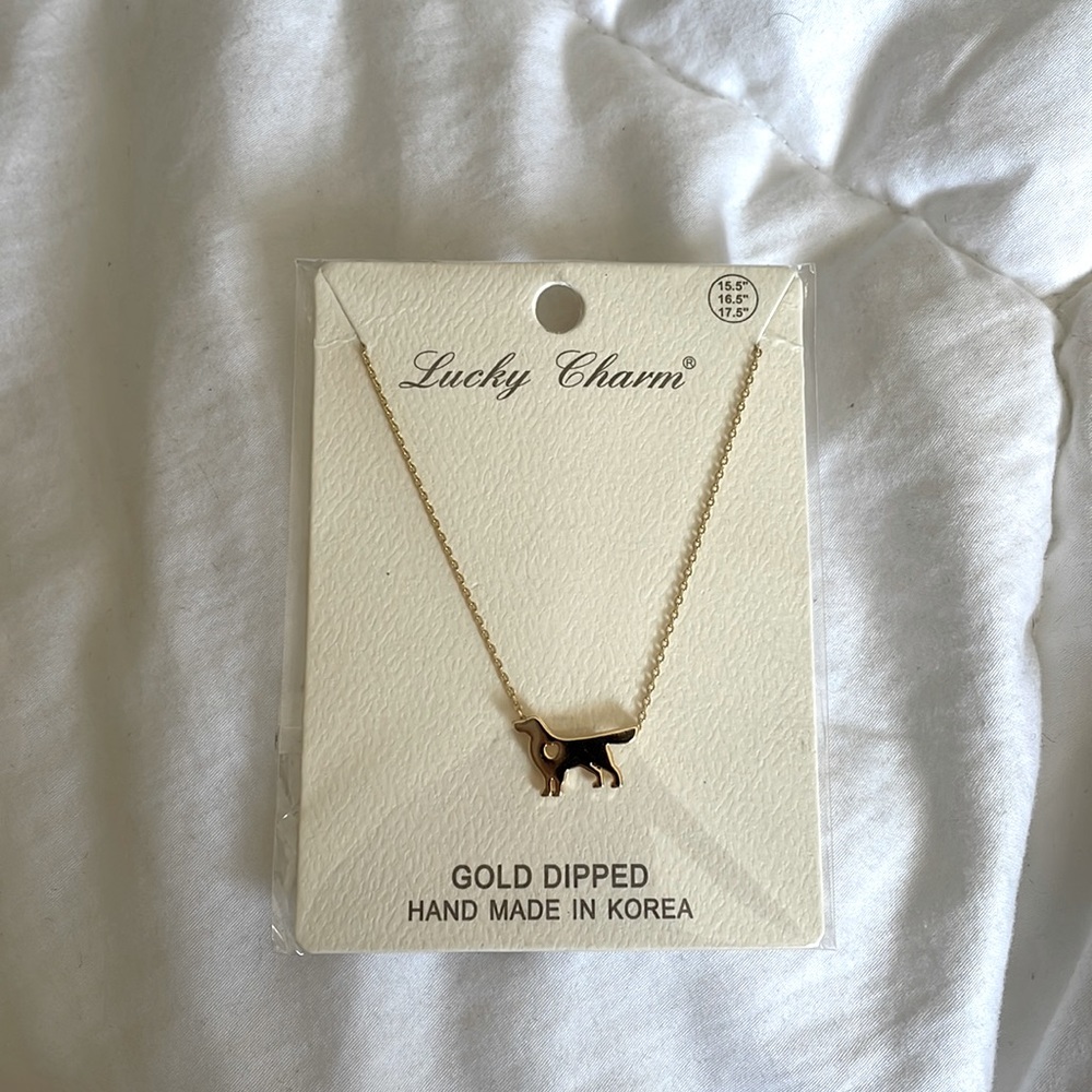 Gold Dipped Golden Retriever Dog Necklace
